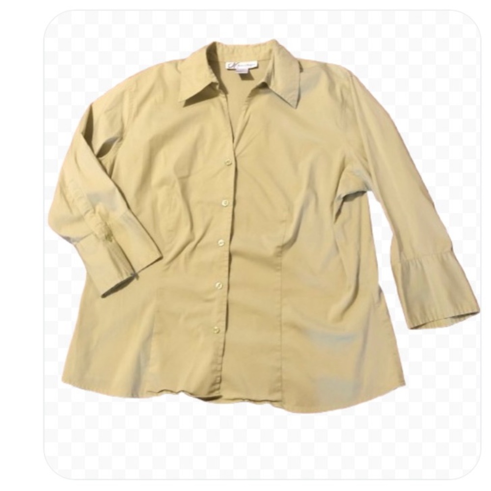 Dress Barn Top Women 14/16 W Pistachio Green Collared Button Down Casual Work